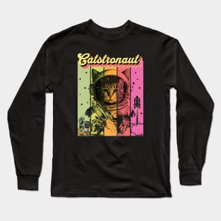Cat Astronaut In Space Vintage Comic Book Cover Long Sleeve T-Shirt